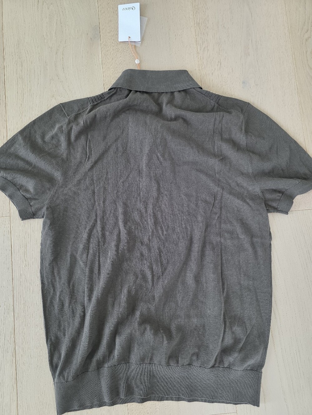Cotton-Silk Ribbed Short Sleeve Sweater Polo - Olive - Picture 15 of 15